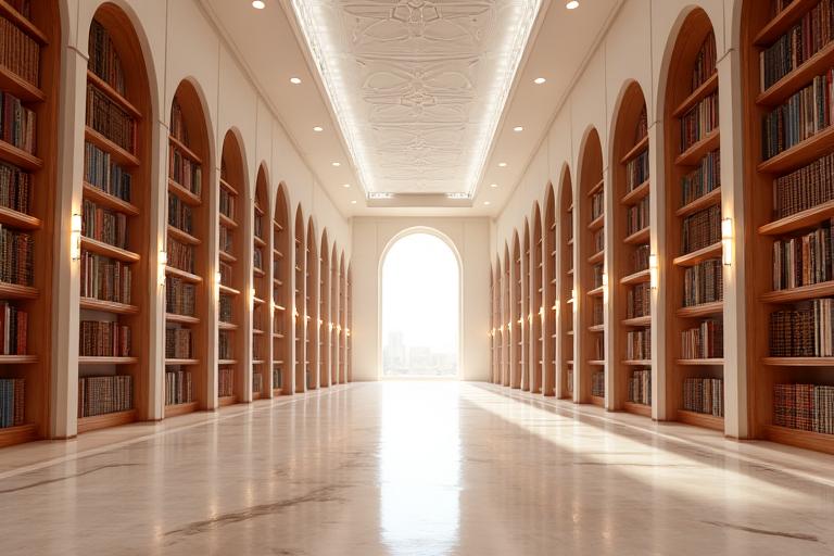 A wide shot of the expansive Qasr Al Watan Library.